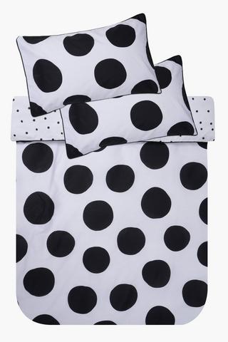 Polycotton Polka Dot Reversible Duvet Cover Set