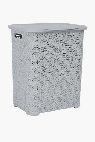 Plastic Lace Effect Laundry Basket, 34x44x55cm