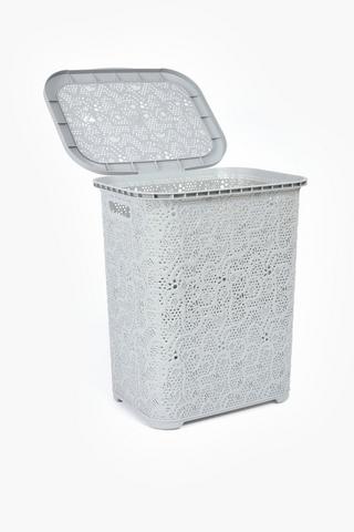 Plastic Lace Effect Laundry Basket, 34x44x55cm