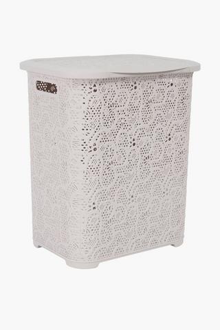 Plastic Lace Effect Laundry Basket, 34x44x55cm