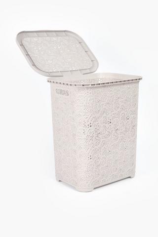 Plastic Lace Effect Laundry Basket, 34x44x55cm