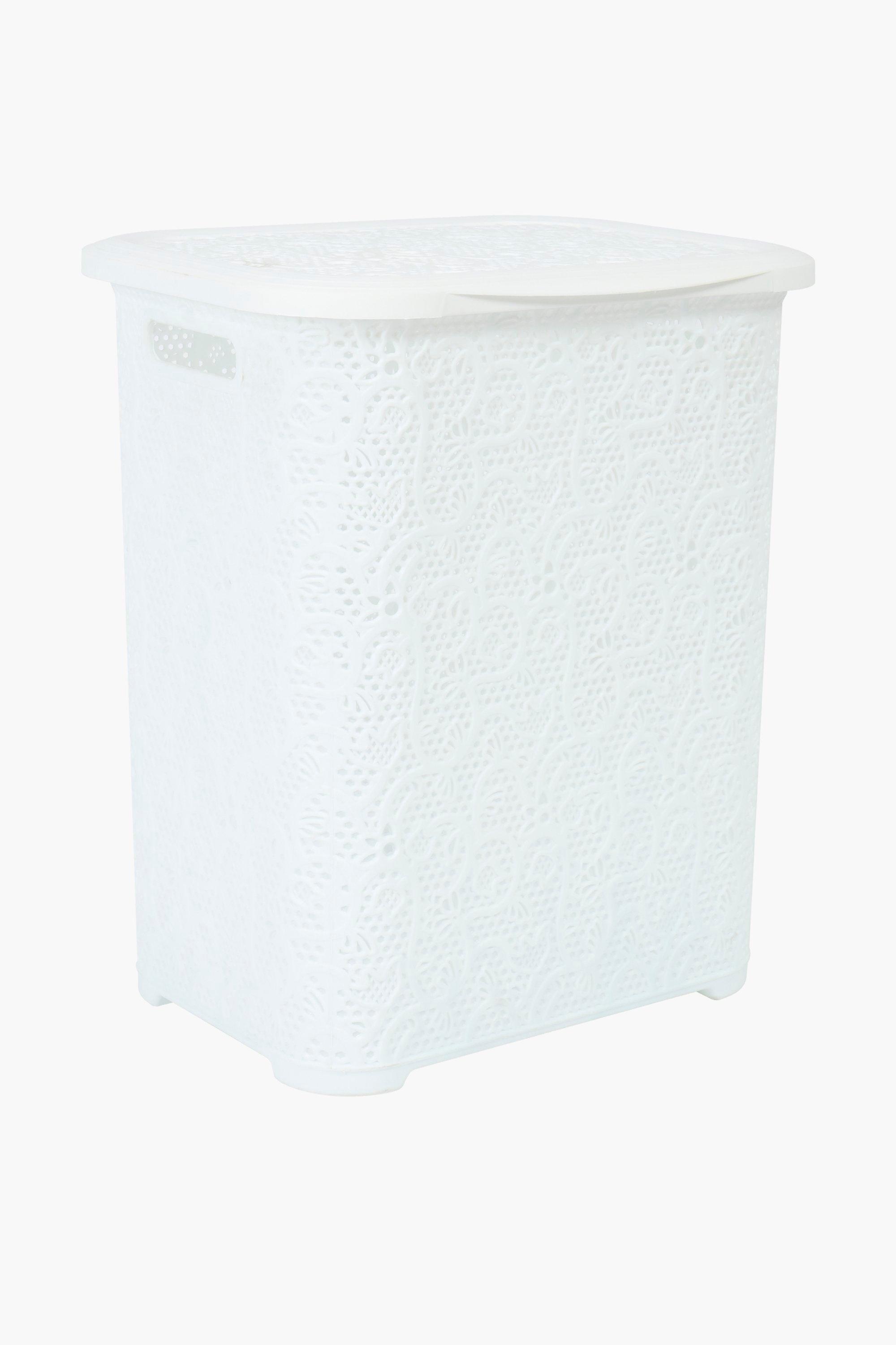 Plastic Lace Effect Laundry Basket, 34x44x55cm
