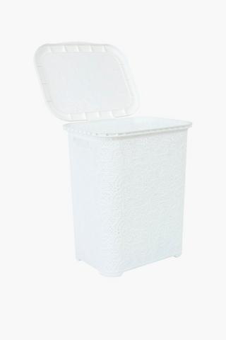 Plastic Lace Effect Laundry Basket, 34x44x55cm
