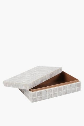 Pearlised Tiled Box, 24x7cm