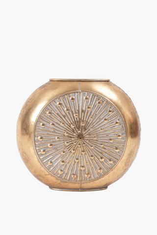 Round Ribbed Metal Vase, 12x33cm