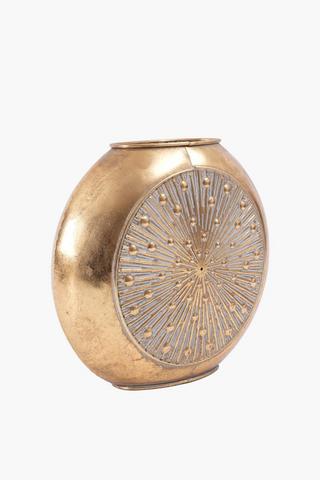 Round Ribbed Metal Vase, 12x33cm