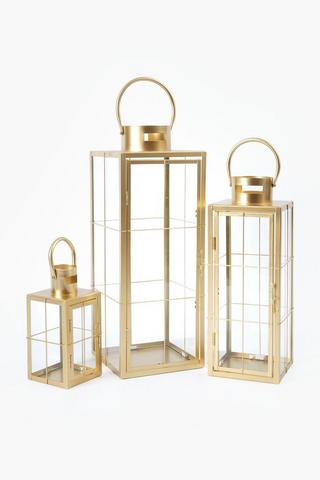 Metal And Glass Window Lantern, 14x40cm