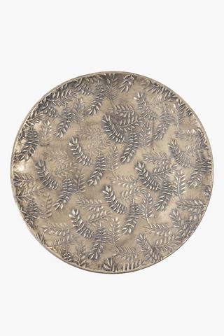 Embossed Metal Leaf Decor Tray, 48x3.5cm