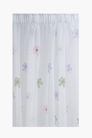 Taped Flower Embroidered Sheer Curtain, 140x225cm