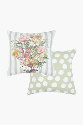 2 Pack Printed Kathy Floral Scatter Cover Only, 45x45cm