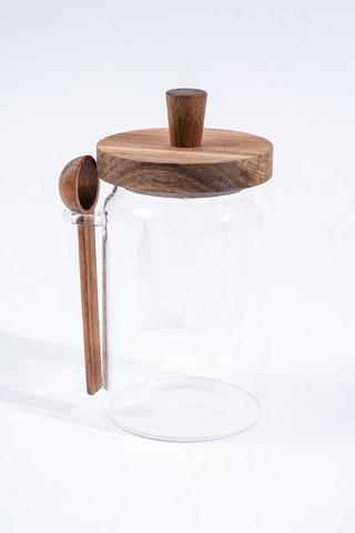 Large Glass Canister With Spoon