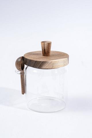 Small Glass Canister With Spoon