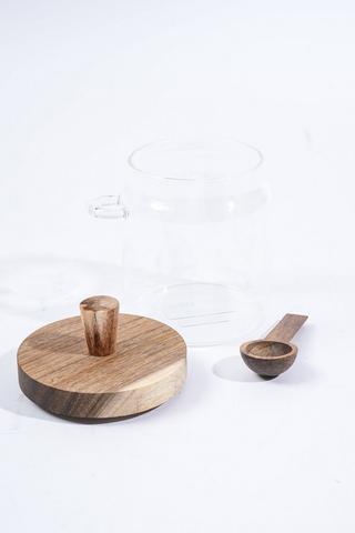 Small Glass Canister With Spoon