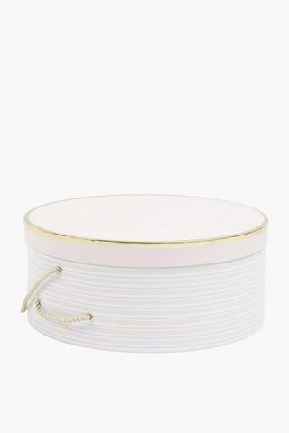 Stripe Foil Gift Storage Box Extra Large, 30cm Round