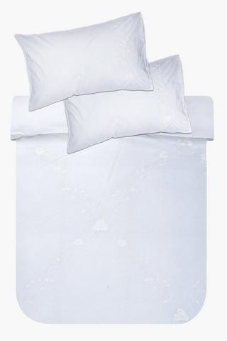 Premium 144 Thread Count Embroidered Floral Trellis Duvet Cover Set