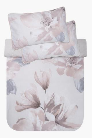 Polycotton Hughes Floral Piping Reversible Duvet Cover Set