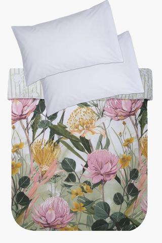 Polycotton Kathy Protea Reversible Duvet Cover Set
