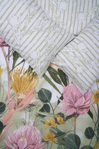 Polycotton Kathy Protea Reversible Duvet Cover Set