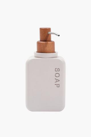 Polyresin And Acacia Script Soap Dispenser