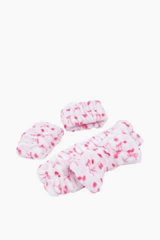 Cherry And Bows Head And Wrist Band Set