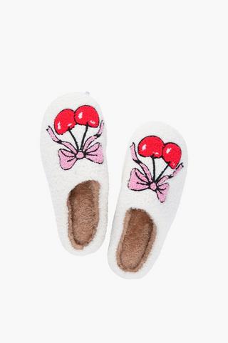 Cherry Bow Slippers, Size 7-8