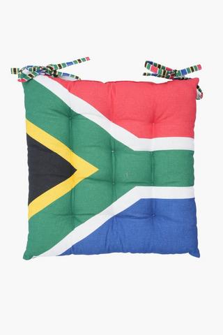 Printed Sa Flag Cotton Chairpad, 40x40cm