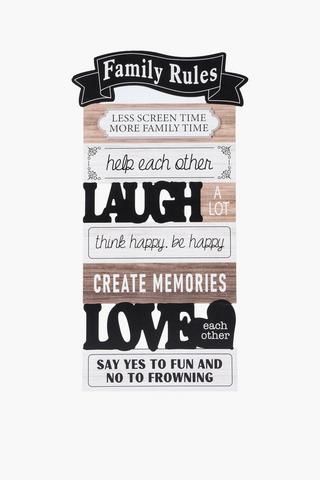 Family Rules Hanging Sign, 35x68cm