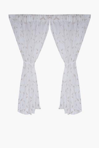 2 Pack Cafe Embroidered Flora Curtain, 110x120cm