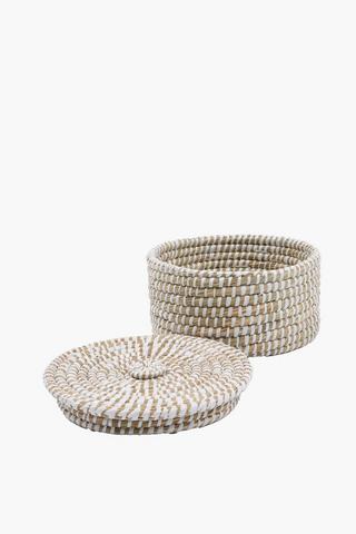 Hessian Round Tiffin Utility Basket, Large