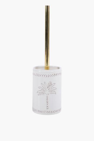 Ceramic Embossed Palm Tree Toilet Brush Set