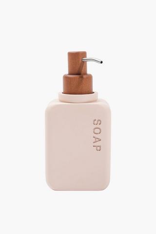 Polyresin And Acacia Script Soap Dispenser