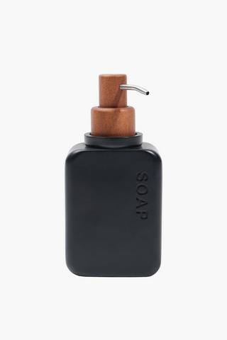 Polyresin And Acacia Script Soap Dispenser
