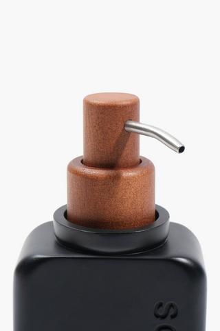 Polyresin And Acacia Script Soap Dispenser