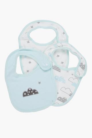 3 Pack Cotton Clouds Bib Set