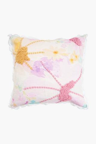 Printed Embroidered Paula Floral Scatter Cushion, 50x50cm