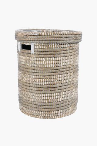 Seagrass Plastic Cane Laundry Basket, 40x40x60cm