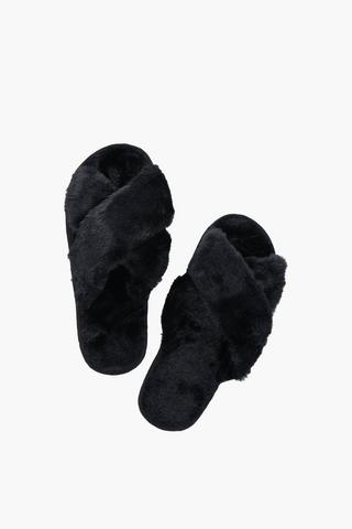 Faux Fur Slippers, Size 7-8