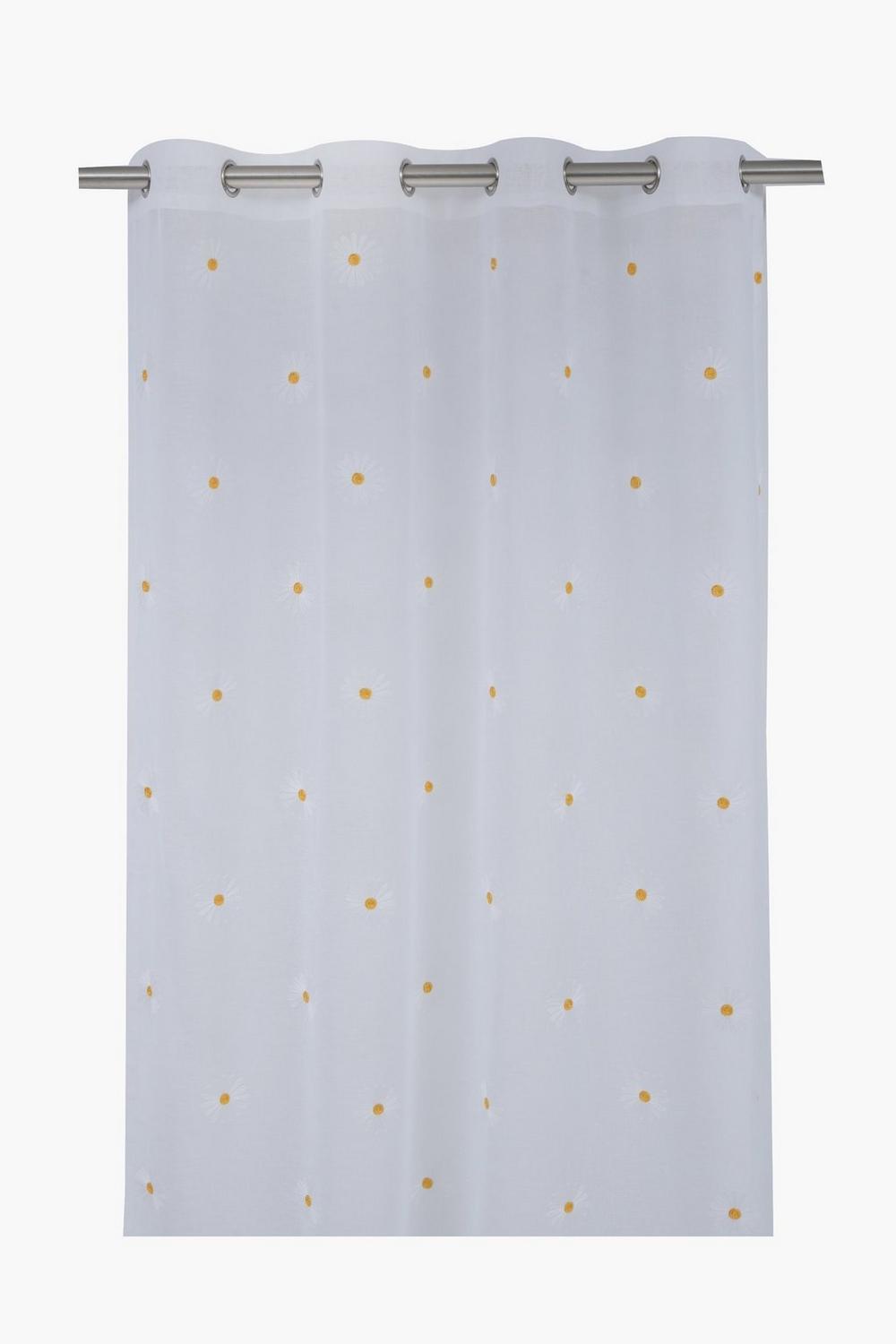 Eyelet Embroidered Sheer Daisy Curtain,140x225cm