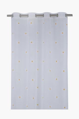 Eyelet Embroidered Sheer Daisy Curtain,140x225cm