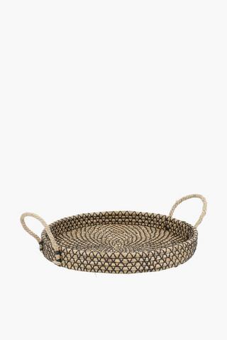 Woven Seagrass Decor Tray, 46cm