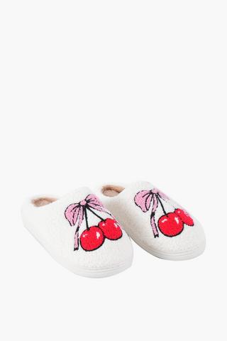 Cherry Bow Slippers, Size 5-6