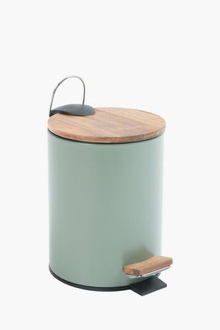 Metal And Acacia Wood Bin