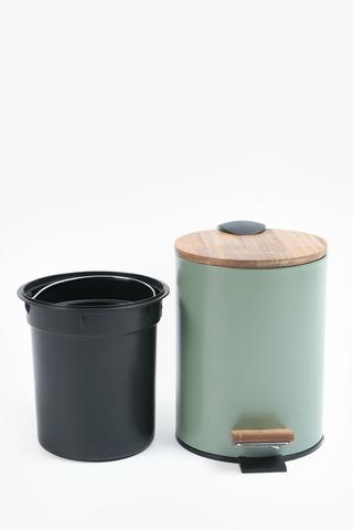 Metal And Acacia Wood Bin