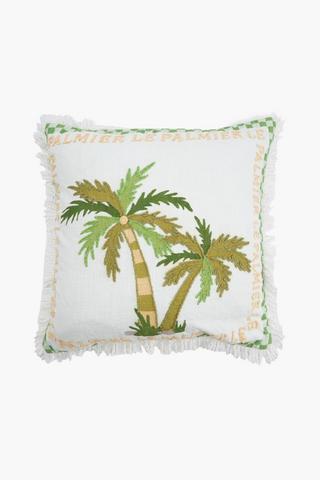 Textured Amiri Palms Fringe Scatter Cushion, 50x50cm