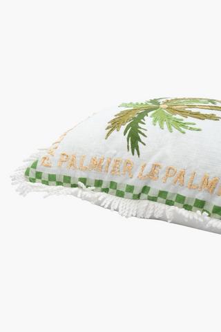 Textured Amiri Palms Fringe Scatter Cushion, 50x50cm