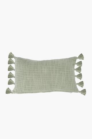 Slub Detail Tassel Scatter Cushion, 30x50cm