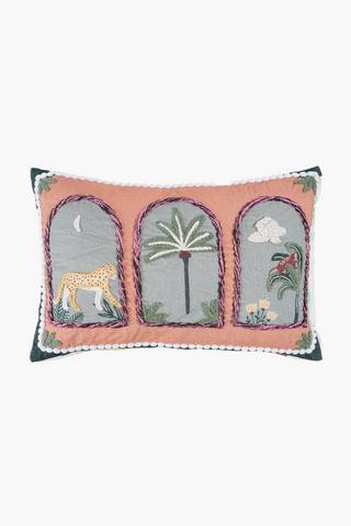 Embroidered Palm Windows Scatter Cushion, 40x60cm