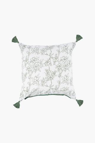 Premium Cotton Floral Tassel Cushion Cover