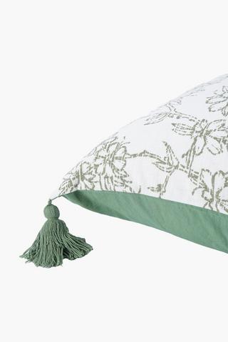 Premium Cotton Floral Tassel Cushion Cover