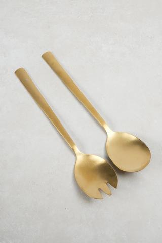 2 Pack Brushed Metal Salad Server Set